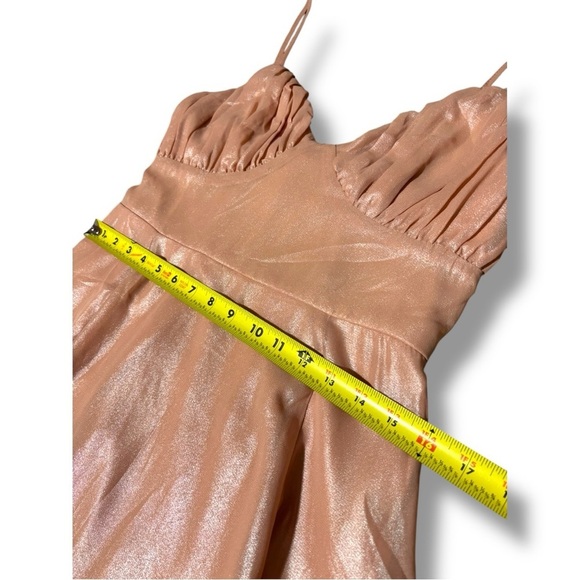 Lulu’s Shiny Peach Spaghetti Strap Pleated Cups Mini Formal Style Sundress - Picture 10 of 16